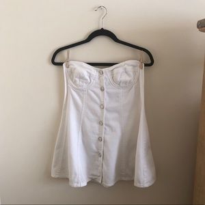 Vintage Strapless White Denim Dress